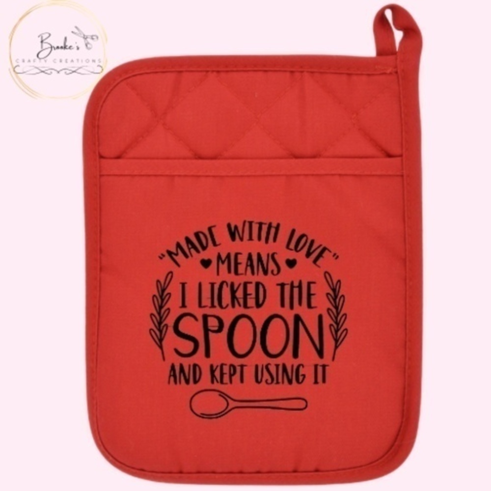 Made With Love Red Pot Holder Mitt